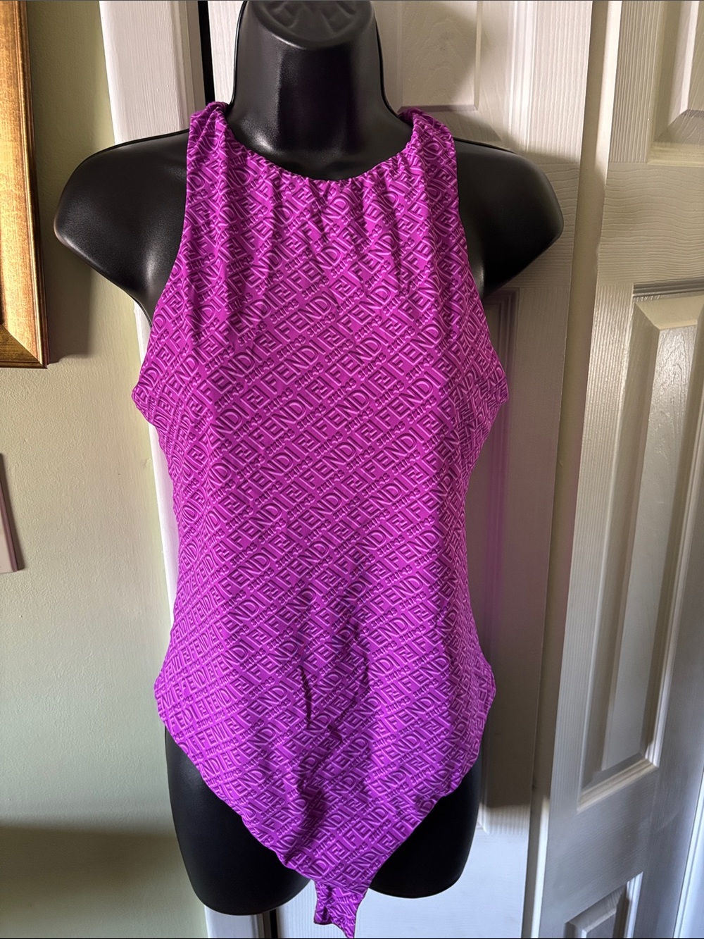 Fendi x Skims Purple Logo-Textured Halter Camisole